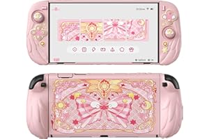 playvital Cover Silicone per Joycon 2, Custodia Protettiva Dockable Rigida per Nintendo Switch 2 Console&Supporto Regolabile Extra&Copri Analogici Carini, Anime Ali Magiche-Rosa