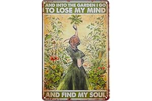 COYTEAR Vintage Metal Tin Sign 8x12 Inch Into The Garden Lose My Mind Find My Soul for Gardening Retro nostalgic Wall Art Decor Poster for Unique Gift Home Cafes Restaurants Office Workspace Decor