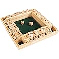 HEY! PLAY! Shut The Box Game-Classic 10# Wooden Set with Dice Included-Old Fashioned, 4 Player Thinking Strategy Game for Adults & Children pack of 1