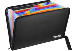 Tamfile Fireproof Expanding File Folders A4, Accordion Document Organiser with Zipper, Portable File Organiser (Multicolored)