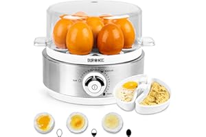 Duronic EB40 WE Hervidor de huevos | Potencia 400W | 7 huevos | Cocción con termostato y minutero | Huevos duros, huevos mollet, huevos pasados por agua | Apagado automático | Accesorio para escalfar