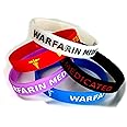5x WARFARIN Medicated Wristband MEDICAL AWARENESS ALERT BRACELET Glow in the Dark, Red, Black, Purple, Blue, Anticoagulant