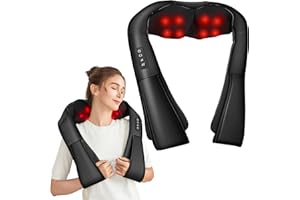 Masażer do Karku, Brelley Urządzenie do Masażu Pleców, Ramion, Ogrzewaniem 3D, Shiatsu Masażer Łagodzi Bóle Mięśni, Prezent dla Kobiet, Mężczyzn (czarny)
