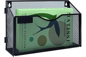 IOUGDSEC 1 Tier A4 Mesh in Tray Hanging Wall File Holder Magazine Document Holder Mail Organiser Magazine Storage Rack,Durable Metal Mesh Filing Storage, Black