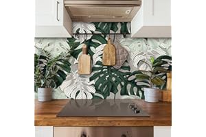 ‎CREARREDA CREARREDA Splash Guard Panel Kitchen Wall Sticker Tropical Pattern 180_x_60_cm 100% Made in Italy with Non-Toxic, Fireproof and Water Resistant Ink, 67138
