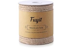 Fuyit Corda Canapa 6mm, 65 Piedi Naturale Biodegradabile Spago Juta per Giardino, Artigianato artistico, Decorazione, Imballaggio