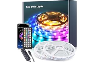Mexllex LED Strip Lights 40M Music Sync Color Changing RGB LED Strip 44-Key Remote, App Controlled LED Lights, Sensitve Built-in Mic, RGB Rope Lights(App+Remote+4 Button Switch)