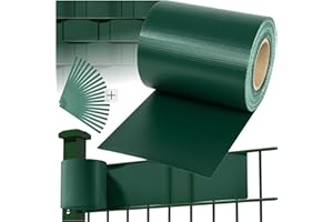 tectake® Rollo Aislamiento Aislante PVC 19 cm de Alto, Protección UV, Privacidad, Clips de Sujeción, Malla Sombreo, Ocultacion Jardin Exterior, Valla Jardin Exterior - 70 m Verde