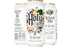 Northern Monk Brew, 12 x 440ml Peach Flavoured Sparkling Water Infused with Hops - Holy Hop Water Lightly Carbonated Canned Water - Sugar Free Drink, No Caffeine, Non-Alcoholic 0.0%, Vegan