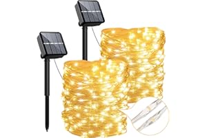‎ARTINABS Solar Lichterkette Außen,120LED Lichterketten Aussen [2 Stück], 8 Modi Lichterkette Wasserdicht PVC Weihnachtsbeleuchtung Lichterkette für Balkon,Gartendeko,Bäume,Terrasse,Hochzeiten (Warmweiß)