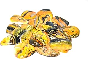 Kanta Incorporation 100Cts. Natural Bumble Bee Jasper Loose Gemstone Cabochon Lot, Jewelry Making, Healing Crystals, Bulk Gemstone, Yellow, Mix Size