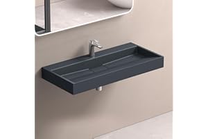 doporro Waschbecken Aufsatzwaschbecken Mineralguss Hängewaschbecken mit Nano-Beschichtung inkl. Ablaufgarnitur Col19