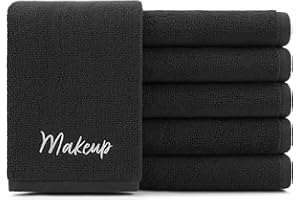 ARKWRIGHT LLC Arkwright Makeup Towels - Pack of 6 - Super Soft 100% Cotton, Gentle & Lightweight Face Make Up Remover Washcloths, Guest Essentials for Hosts & Artists, 13 x 13 in, Black