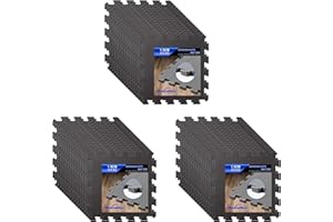 ‎BODENMAX BodenMax Bodenschutzmatte Fitness Unterlegmatte Sportmatten Turnmatte rutschfest Pool Puzzlematte Fitnessraum Fallschutzmatten | 30x30x1cm Schwarz | 54 Stück