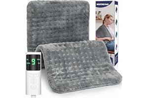 VSTKEN Manta Electrica, Manta Electrica Lumbar con 9 Temperaturas y 4 Temporizadores, Lavable a Máquina, Portátil Esterilla Electrica de Franela Suave para Espalda, Cuello, Hombro, Abdomen, Regalos, 30X60cm