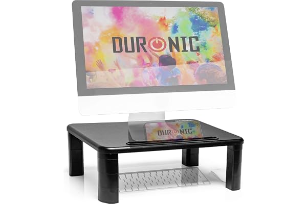 Duronic DM055 Support pour Moniteur 40 x 28 cm Rehausseur d’écran d’Ordinateur Portable LCD LED TV Ajustable en Hauteur de 4 à 15 cm Espace de Travail avec Fente pour téléphone Smartphone Tablette
