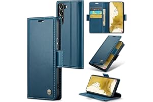 Rerzoiro Mobile Phone Case for Samsung Galaxy S22 Plus Case, Premium PU Leather Flip Case RFID Protective Case Magnetic Card Slot Stand Function Flip Wallet Case Compatible Samsung S22 Plus, Blue