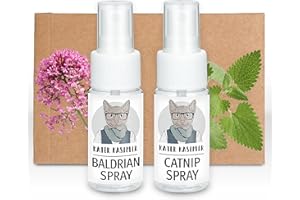 KATER KASIMIR Spray per Erba Gatta e Valeriana (Set da 2) per Gatti - 100% Naturale Senza Additivi, Rende Giocattolo Interessante per l'Auto-Occupazione