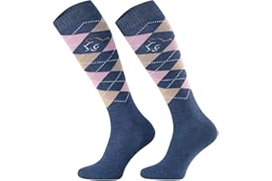 TODO Comodo STPDJ Calze Equitazione Donna, Uomo, Bambina | Calzini da Equitazione Ragazza Ragazzo a Scacchi Lunge in Cotone