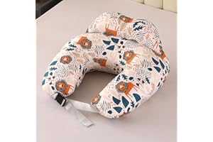 SHANNA Poduszka do karmienia: bawełniana poduszka do karmienia, wielofunkcyjna poduszka ciążowa dla mam, poduszka do karmienia w kształcie litery U, prezent dla przyszłych mam (Lew z kreskówki)