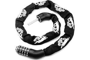 MAXDONE Lucchetto Bici Catena Antifurto Bicicletta - Combinazione a 5 Cifre Ripristinabile Catena Bicicletta Protezione Sicurezza per Biciclette Blocco Catena per Moto, Porta, Cancelli, Recinzione1000mm