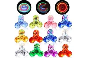 SCIONE 12 st LED-upplyst fidget-spinner, barnlysande snurra, present | 12 st SCIONE LED fidget spinner mini snurrande snurror kristall med lysande motiv – perfekt för barn presentpåse