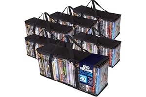 BESTI Lot de 6 Sacs de Rangement pour DVD de qualité supérieure pour 240 Films ou Jeux vidéo, Blu-Ray, étui de Voyage Pratique pour Les médias, empilable, Facile à Transporter.