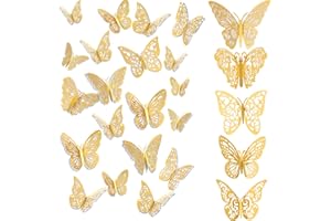 FIHODONE 60 PCS Butterfly Wall Sticker 3D,Butterfly Decorations Room Decor, Cake Decorations,Butterflies for Birthday Wedding Party Wall Decor Aesthetic Bedroom