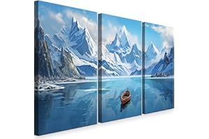 INTELIENZOS Cuadros Salon • Modernos • Lienzos decorativos • Decoración Pared • 120cm • Grande 3 piezas • Montañas Nieve • Decoracion Dormitorios • Comedor • Oficina • Pasillo