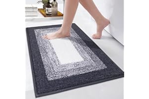 Enyhom Dywanik łazienkowy, antypoślizgowy, 45 x 65 cm, miękki, nadaje się do prania, bardzo puszysty, pochłaniający wodę, mata prysznicowa, do wanny, toalety, ciemnoszary