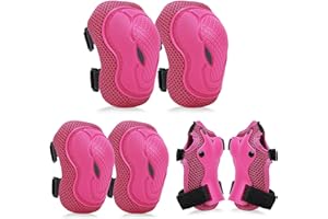 YOOXARMOR Set Rodilleras Coderas y Muñequeras Set de Protección Infantil para Patinaje Ciclismo Monopatín Bicicleta Skate Juego de 6 Protectores de Rodillos para Niño, Niña, Adolescentes