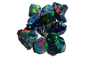GEMWORLDJAIPUR Black Opal Rough 5 Pcs 7x10 mm AAA Quality Raw, Natural Ethiopian Gemstone, Welo Multi Fire, 7*10 mm