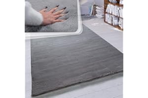 ‎PACO HOME Paco Home Hochflor Teppich Wohnzimmer Schlafzimmer Shaggy Modern Flauschiger Fellteppich Weich Fell Imitat Kunstfell Einfarbig, Grösse:140x200 cm, Farbe:Anthrazit