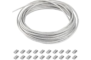 RRRST Cuerda de alambre de 1 mm, 60m, Cable de Acero Inoxidable 304, núcleo de 7 x 7, Cables de Acero PVC Revestida