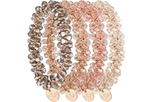 olyee 4 Stück Scrunchies Kristall Haargummis Damen, Haargummi mit Perlen Elastischer Haargummi für Frauen und Mädchen, Pferdeschwanz Haarschmuck Haargummi