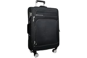 MY TRAVEL BAG Stoff Reisekoffer Trolley Erweiterbar mit Zwillingsrollen (M/L/XL/XXL oder 4er Set) Weichgepäck (Schwarz, Handgepäck (55cm))