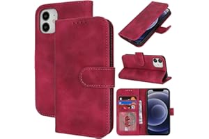 Zouzt Hülle für iPhone 12/12 Pro 6,1-Zoll, Stoßfestes PU Leder Handyhülle Lederhülle Klapphülle mit Kartenhalter und Standfunktion Flip Leather Wallet Phone Cover (Vintage Grape Red)