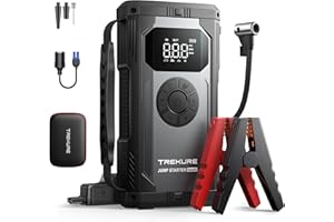 TREKURE 8-in-1 Booster Batterie Voiture avec Gonfleur 150PSI, 23800mAh Démarreur Batterie Voiture(Tous Gaz ou 10L Diesel), 12V Jump Starter avec Écran, 500 Lumens LED, 160W DC Sortir, Double 18W Rapide Charge