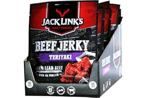‎JACK LINK'S Jack Link's Beef Jerky Teriyaki - 12er Pack (12 x 70g) - Hochwertiger fleischsnack - Exotisches Teriyaki-Aroma - High Protein-Snack - Perfekt für Unterwegs, im Büro oder beim Sport