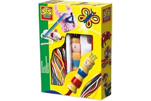 SES Creative stickad docka och ull för barn, flerfärgad, medium