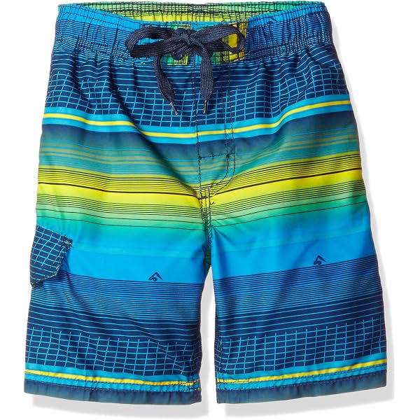 Kanu Surf Boys' Toddler Swim Trunks - Halo Stripe Print, UPF 50+, Quick Dry