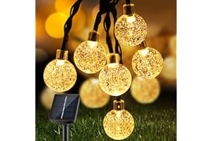 ‎VACOULERY Lichterkette Außen Solar, 60 LED Solarlichterkette Aussen Wetterfest, 8 Modi mit Timer Outdoor Kristall Kugeln Dekorative für Garten, Balkon, Terrasse, Hochzeiten, Weihnachten, Ostern (Warmweiß)