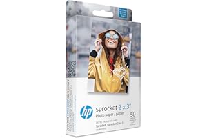 HP 2x3" Papier photo Zink de qualité supérieure (50 feuilles) compatible avec l'imprimante photo portable Sprocket