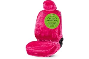 ‎WALSER Walser Autositzbezug Teddy, Sitzbezug Kunstfell, Auto-Schonbezug in Lammfell-Optik, Flauschiger Plüsch-Schonbezug vegan pink