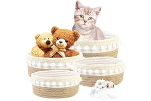 CKBUITY 4 Pack Storage Baskets, Rope Basket for Shelves Bathroom, Small Woven Storage Basket for Toy Towel, Delicate Storage Baskets for Nursery Decor Skin Care Organizer