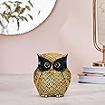 amazon basics Modern Classy Happy Owl Resin Art Figure Showpiece (Pack of 1, Black and Golden)