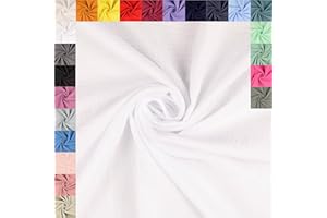 fingsi Musselin Baumwollstoff Webware Meterware Coupon (weiß, 2,0m) (5003) + 23 weitere Farben
