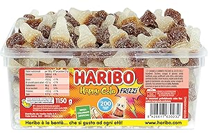Haribo Happy Cola Frizz, Caramelle Gommose Frizzanti, Gusto Cola, Ideali Per Feste E Dolci Momenti Di Relax - Circa 200 Pezzi [1150gr]