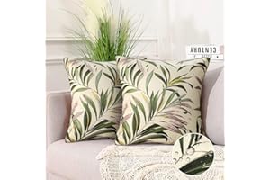 COZYFOUNDER Verde Fundas de Cojines 50x50 CM Grande Moderno Exterior Impermeable Funda de Almohada Verano Funda Hoja Cojin Decoracion para con Cremallera Oculta Dormitorio Exterior Jardin Salon Terraza 2 Piezas