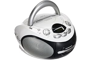 Majestic AH 2387R MP3 USB - Boom Box portátil con Reproductor de CD/MP3, Entrada USB, Grabador de cajón, Toma de Auriculares, Color Blanco